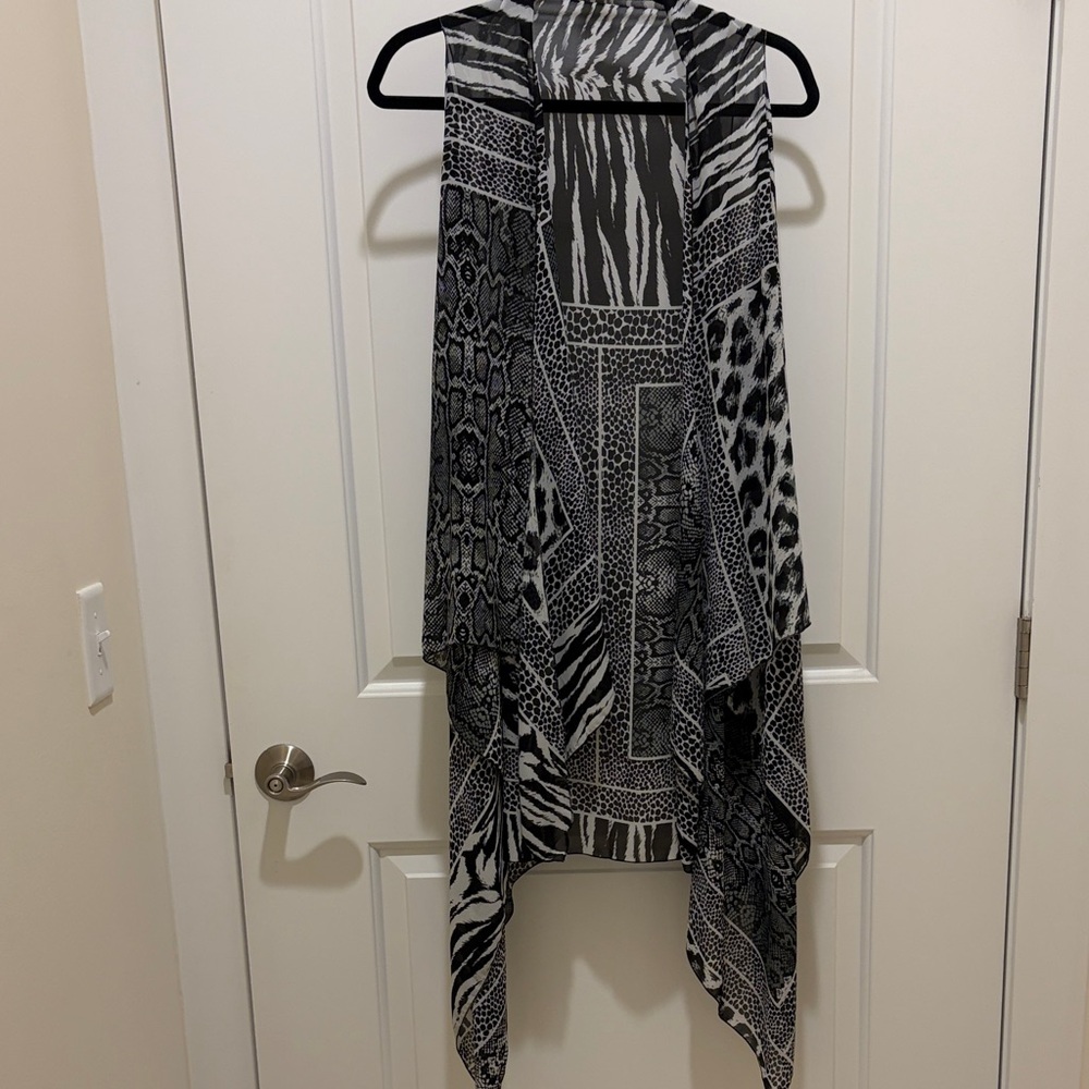 Black & White Animal Print Draped Vest
